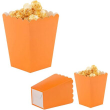Orange Popcorn Boxes 24 Pack, 4.1" Disposable Snack Containers for Movie Night, Birthday Party Favors