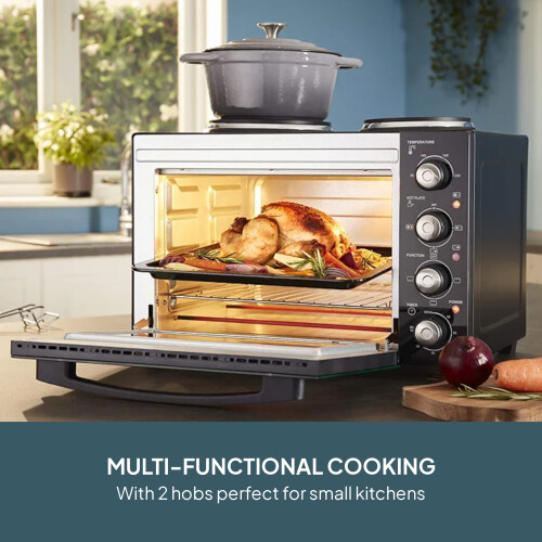 Cooks Professional Cooks Professional 34L Mini Oven with 2 Hobs | Black / Silver 2