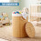 GEEZY GEEZY Bamboo Laundry Basket with Lid Collapsible Washing Laundry Hamper Bin Round 48L 8