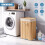 GEEZY GEEZY Bamboo Laundry Basket with Lid Collapsible Washing Laundry Hamper Bin Brown 48L 4