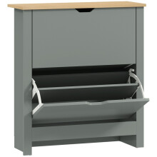(LIGHT GREY, Engineered Wood) Slim Shoe Cabinet with 2 Flip Drawers, Light Grey