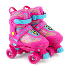 (Pink Small UK 11-1) The Magic Toy Shop Kids Quad Skates Adjustable Pink Roller Skates for Girls & Boys