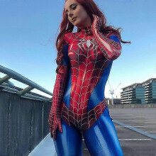 (3XL)Women Cosplay Costume Spider-Man/Venom Role Play Suit One-Piece Jumpsuits for Halloween New 26s