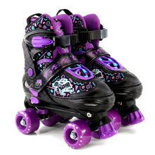 (Purple Medium UK 2-4) The Magic Toy Shop Quad Skates Adjustable Purple & Black Roller Skates for Girls & Boys