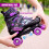 GEEZY (Purple Medium UK 2-4) The Magic Toy Shop Quad Skates Adjustable Purple & Black Roller Skates for Girls & Boys 6