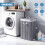 GEEZY GEEZY Bamboo Laundry Basket with Lid Collapsible Washing Laundry Hamper Bin Grey 48L 4