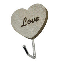 (Heart) Wooden Rose Heart Wall Mount Hanger Hook Decorative Home Organizer