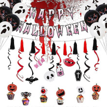 (Set 2) Skull Tassel Banner Balloon Kit for Halloween Party Decoration Set