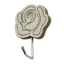 (Rose) Wooden Rose Heart Wall Mount Hanger Hook Decorative Home Organizer