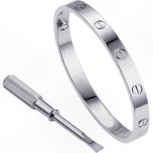 (silver) Bracelet jonc élégant en acier inoxydable avec motif à vis, collection Love, à charnière, cadeau pour hommes et femmes