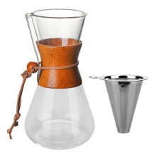 (with Filter) Pour Over Coffee Coffeemaker Transparent Glass Carafe Hand Drip Brewer Pot