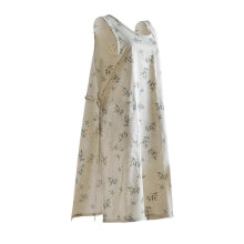 (Floral White) Men’s Chef Apron with 2 Pockets Durable Cotton Work Apron Adjustable Neck Kitchen Bib Pinafore