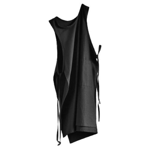 (Black) Men’s Chef Apron with 2 Pockets Durable Cotton Work Apron Adjustable Neck Kitchen Bib Pinafore