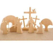(B) Statuetta in legno della Resurrezione di Pasqua, realizzata a mano, decorazione festiva per la casa.