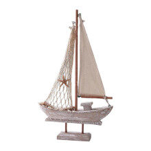 (35cmx20.5cmx4.5cm) Mediterranean Mini Sailboat Model Handcrafted Home Decor Nautical Sailing Boat