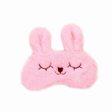 (Pink) Masque de sommeil adorable motif lapin, doux et confortable, idéal pour les siestes en voyage.