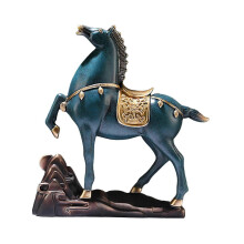 (Blue) Statuetta classica di cavallo per scrivania, 25x7,6x26,4 cm, scultura artigianale realizzata a mano.