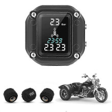 (F R R) Motorcykel TPMS däcktrycks- och temperaturmätare med 3 externa sensorer för trehjulingar och trehjulingar