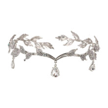 (Silver) Bohemian Vintage Crown Forehead Chain Headband for Wedding Prom Hair Jewelry