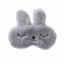 (Grey) Masque de sommeil adorable motif lapin, doux et confortable, idéal pour les siestes en voyage.