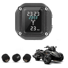(F F R) Motorcykel TPMS däcktrycks- och temperaturmätare med 3 externa sensorer för trehjulingar och trehjulingar