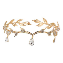 (Gold) Bohemian Vintage Crown Forehead Chain Headband for Wedding Prom Hair Jewelry