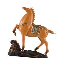 (Brown) Statuetta classica di cavallo per scrivania, 25x7,6x26,4 cm, scultura artigianale realizzata a mano.