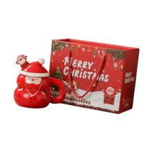 (Santa Claus) Świąteczny ceramiczny kubek do kawy z uchwytem, wielokrotnego użytku, kubek na wodę, śniadanie, wyjątkowy