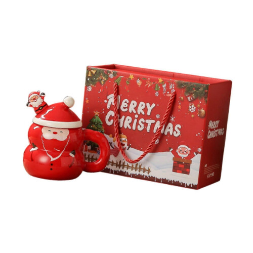 (Santa Claus) Christmas Ceramic Coffee Mug with Handle Reusable Water Cup Breakfast Unique