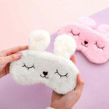 (Blue) Masque de sommeil adorable motif lapin, doux et confortable, idéal pour les siestes en voyage.