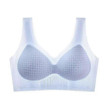 (blue, 2XL) Women's Wireless Sports Vest Bra Fixed Cup Thin Comfortable Breathable Backless Lingerie