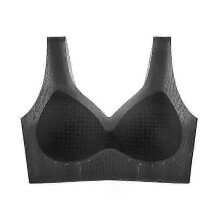 (black, L) Women's Wireless Sports Vest Bra Fixed Cup Thin Comfortable Breathable Backless Lingerie