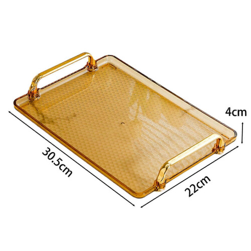(amber medium) Serviertablett aus Holz mit Griff für Tee, Kaffee, Make-up, dekorative Ablagefläche 1