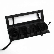(Black) Graduation Celebration Flower Gift Box See-Through Window GRAD Letter Design