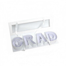 (White) Graduation Celebration Flower Gift Box See-Through Window GRAD Letter Design