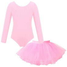 (Pink, 12) Completo da ragazza con tutù a maniche lunghe in tinta unita, ideale per balletto, danza, ginnastica e spettacoli.
