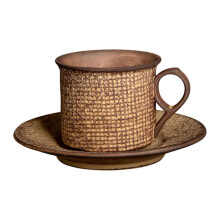 (Brown) Elegancki ceramiczny zestaw filiżanek do espresso ze spodkiem i kubkiem do mleka, do kawy i soku