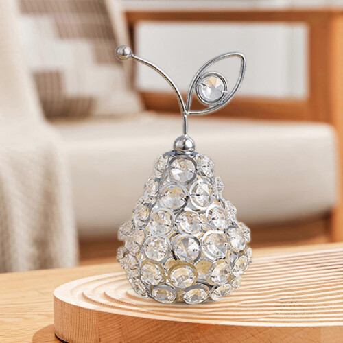 (Pear Silver) Artificial Fruit Figurine Statue Home Decor Collectible Sculpture 1