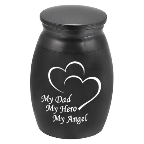 (Black) Pet Memorial Metal Urn Keepsake Box for Dog Cat Ashes Durable Storage Container