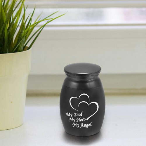 (Black) Pet Memorial Metal Urn Keepsake Box for Dog Cat Ashes Durable Storage Container 1