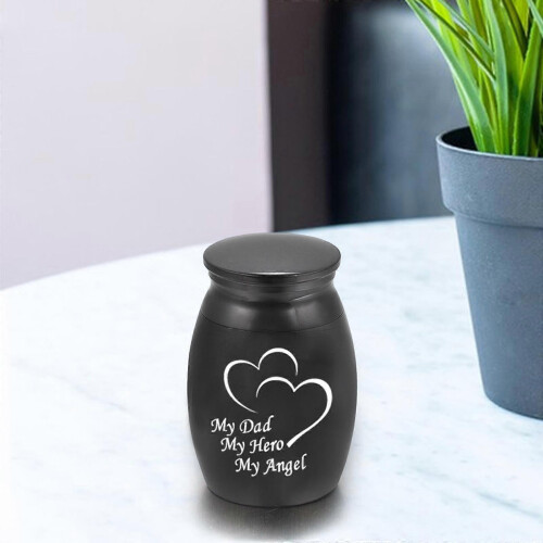 (Black) Pet Memorial Metal Urn Keepsake Box for Dog Cat Ashes Durable Storage Container 2