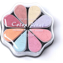 (1027) 8-Color Washable Rainbow Petal Rubber Stamp Pad Cardmaking Scrapbooking Paper Wood Fabric
