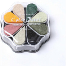 (1028) 8-Color Washable Rainbow Petal Rubber Stamp Pad Cardmaking Scrapbooking Paper Wood Fabric