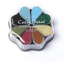 (1025) 8-Color Washable Rainbow Petal Rubber Stamp Pad Cardmaking Scrapbooking Paper Wood Fabric