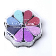 (1029) 8-Color Washable Rainbow Petal Rubber Stamp Pad Cardmaking Scrapbooking Paper Wood Fabric