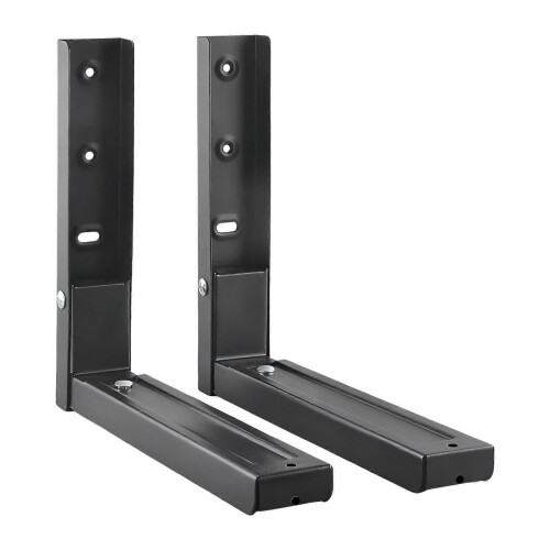 (Black) Extendable Sturdy Wall Mounted Microwave Shelf Bracket Organizer