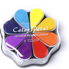 (1026) 8-Color Washable Rainbow Petal Rubber Stamp Pad Cardmaking Scrapbooking Paper Wood Fabric