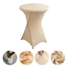 (champagne) Four-Way Stretch Tight-Fitted Spandex Round Cocktail Table Cover
