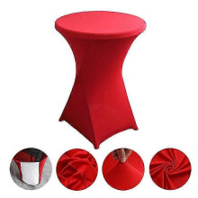 (big red) Four-Way Stretch Tight-Fitted Spandex Round Cocktail Table Cover