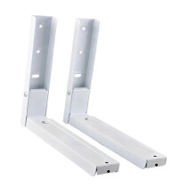 (White) Extendable Sturdy Wall Mounted Microwave Shelf Bracket Organizer